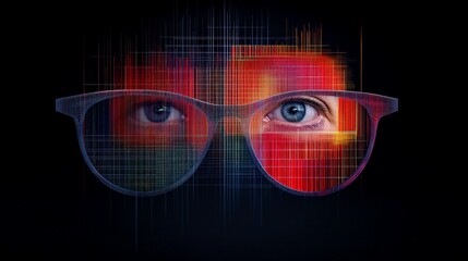 Fototapeta premium Abstract Digital Illustration of Eyes Behind Futuristic Glasses