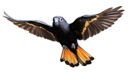 Obraz premium Black and Orange Bird in Flight with Transparent Background