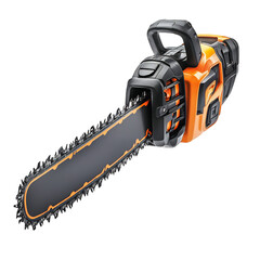 A Stylish Lightweight Electric Chainsaw by Black and Decker Isolated on Transparent Background