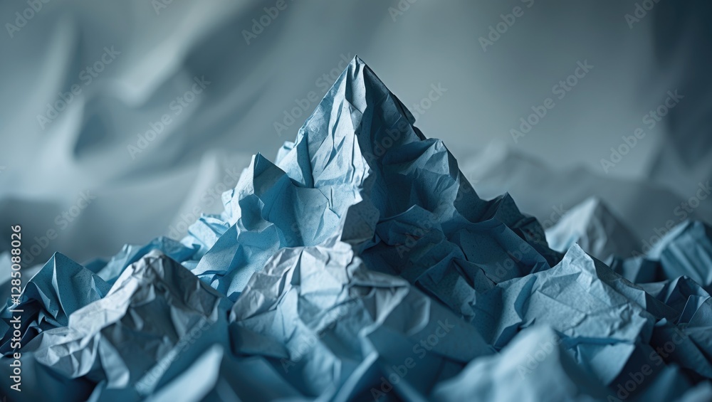Poster concepts of creativity and ideas depicted with crumpled paper resembling mountains. innovate beyond 
