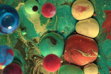 Liquid art with Ink, Paint, Mica Powder, Milk and Oils