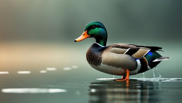A close-up of a mallard duck