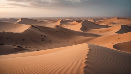 Waves of sand in the Saharan desert.
