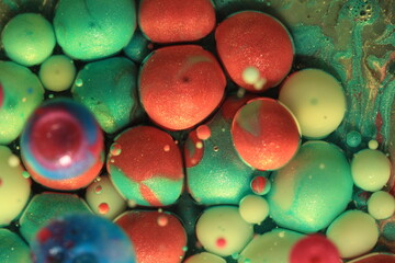 Liquid art with Ink, Paint, Mica Powder, Milk and Oils