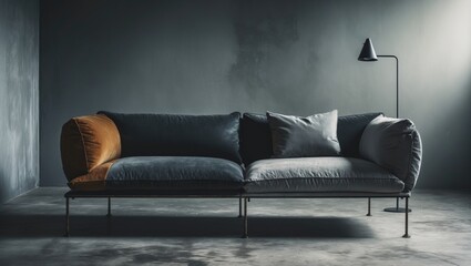 A luxurious half sofa with metal legs that comes at a high price.