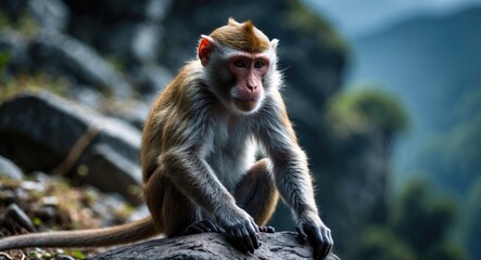 Fototapeta premium monkey found in the mountains of India