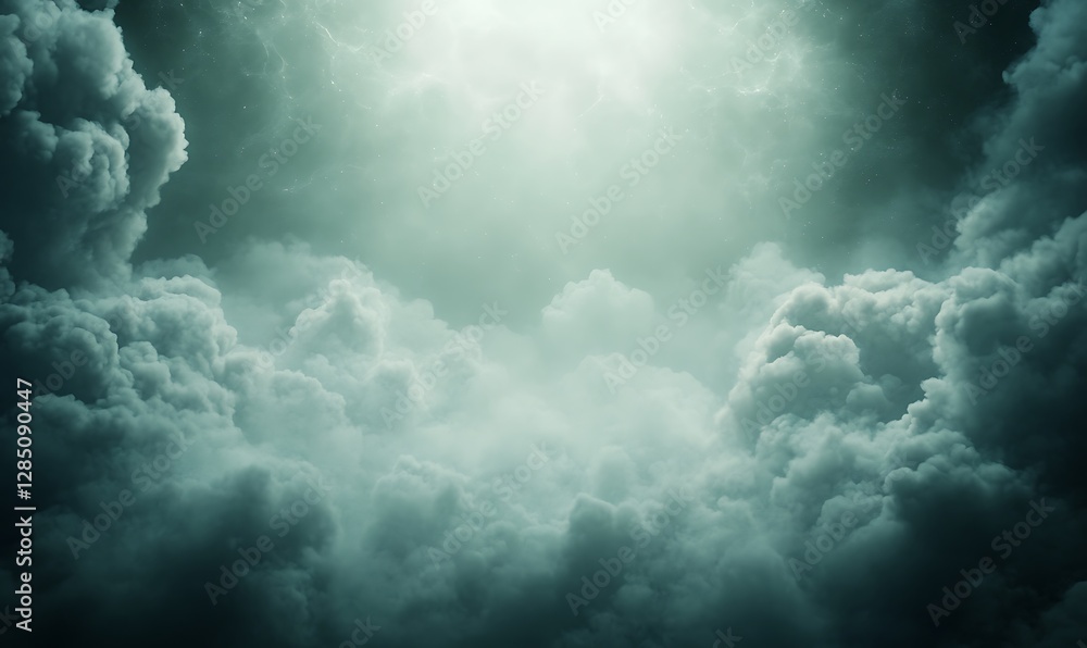 Poster Mysterious clouds illuminated by soft light create an ethereal atmosphere.