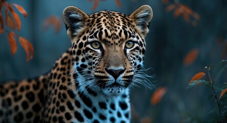 Naklejka premium leopard gazing directly into the lens