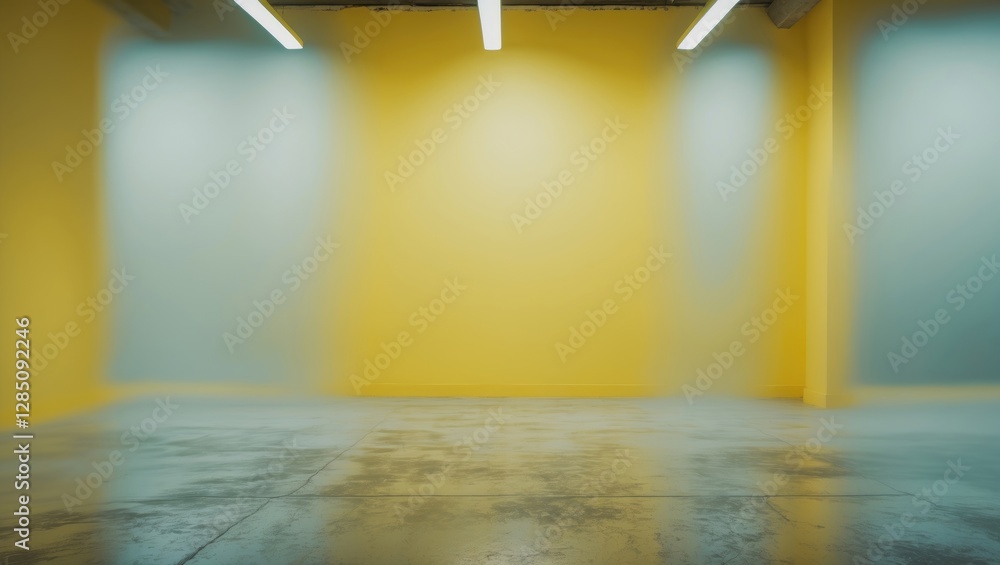 Aufkleber bright yellow area. empty studio with a softened background gradient.