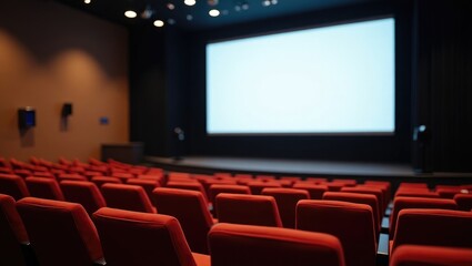 gathering, seminar, talk in theater featuring a white screen