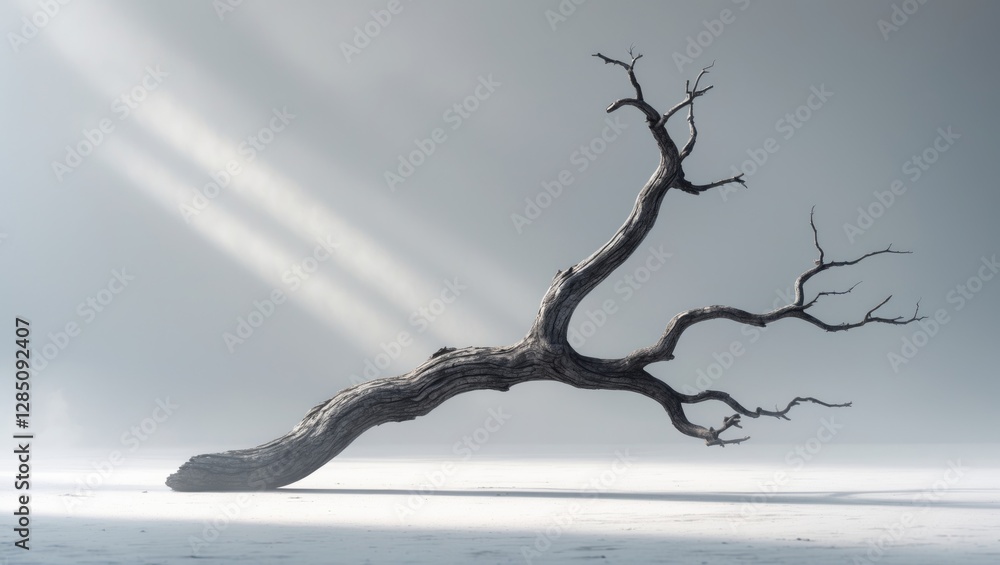 Poster lone tree limb set against a plain white background with a clipping path.