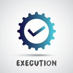 execution icon with Right symbol , technology icon vector illustration colored