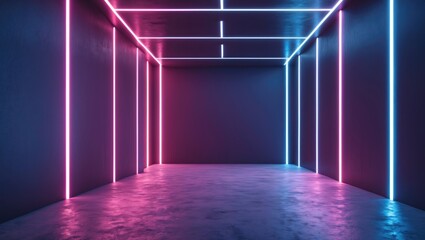 Fototapeta premium Neon-lit abstract interior background