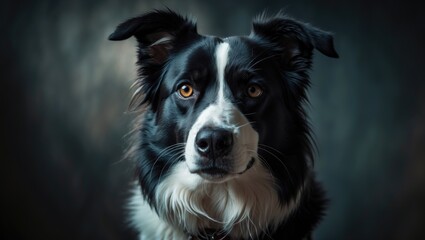 Fototapeta premium Portrait of a Border Collie poised for a command.