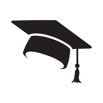 Graduation hat icon, mortarboard cap symbols isolated on white background