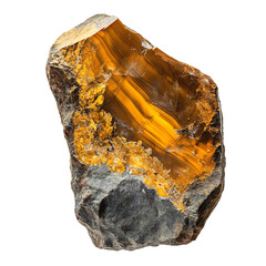 A Smooth Piece of Tigers Eye with Golden Brown and R Isolated on Transparent Background