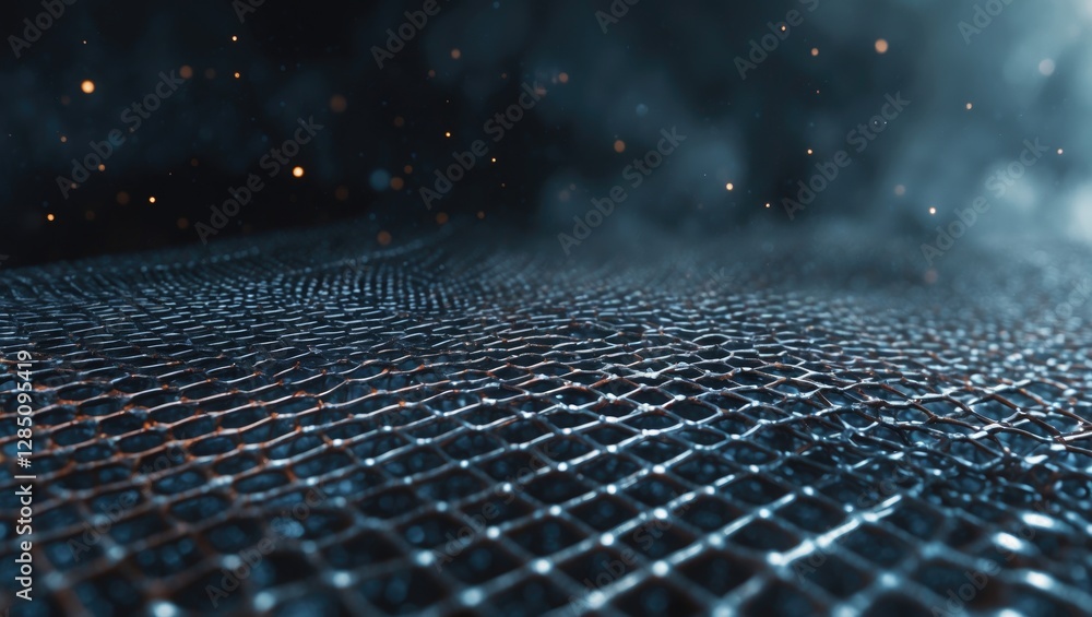 Poster carbon honeycomb lattice, image. graphene represents a form of carbon with a one-atom-thick layer st