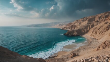 Obraz premium Scenic coastal panorama of the Red Sea in Sharm El Sheikh, Egypt