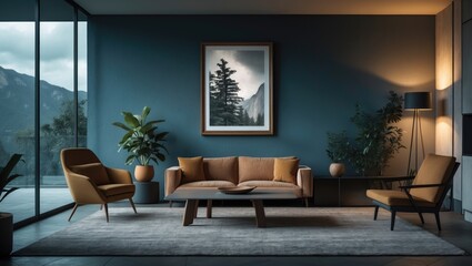 Obraz premium detailed view of a mockup frame within a modern living space