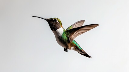 Fototapeta premium Allens Hummingbird (Selasphorus sasin) soaring against a white backdrop
