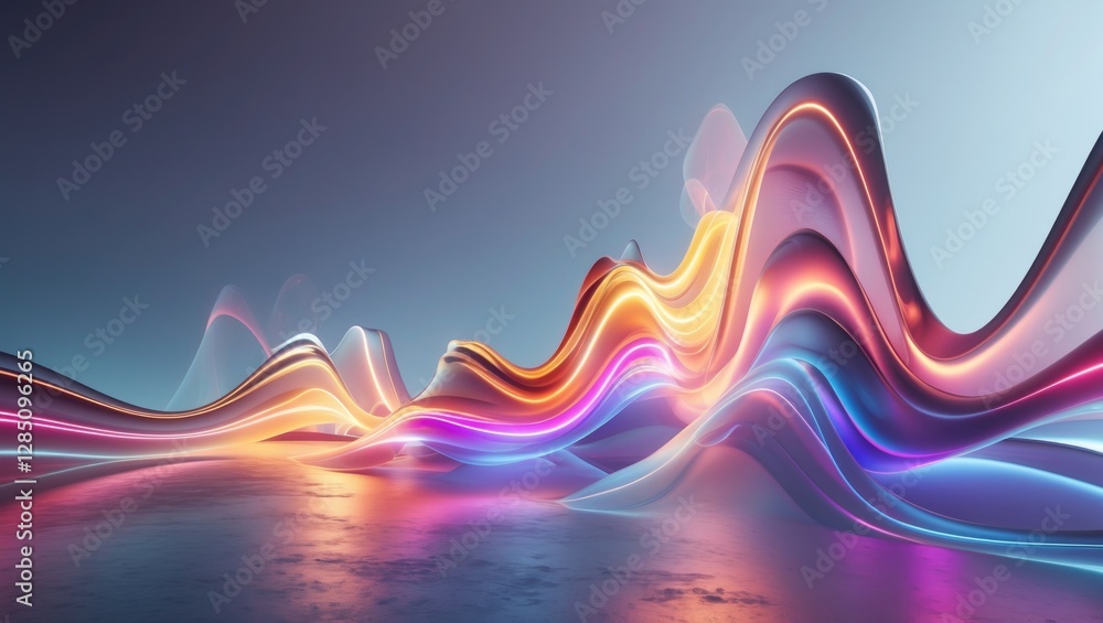Poster conceptual innovation, stunning abstract contemporary digital multicolored illumination with smooth 