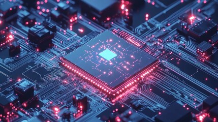 Fototapeta premium Close-up of a Modern Microchip's Intricate Design