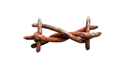 Rusty Metal Nails Cluster on Transparent Background