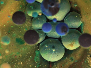 Liquid art with Ink, Paint, Mica Powder, Milk and Oils