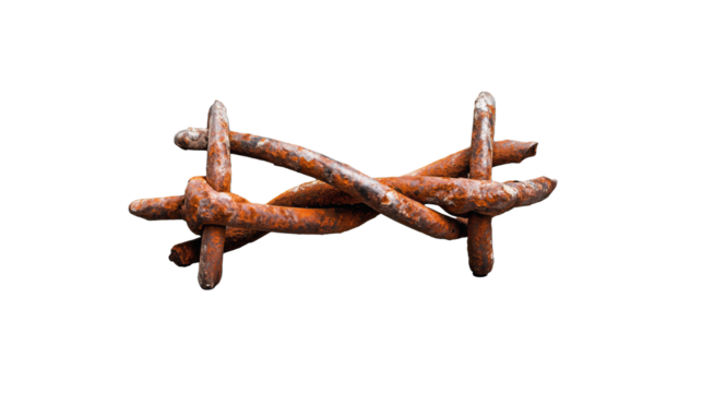 Rusty Metal Nails Cluster on Transparent Background