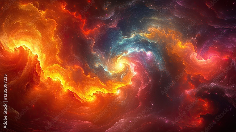 Aufkleber abstract art swirling and exploding in vibrant colors of space