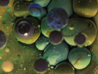 Liquid art with Ink, Paint, Mica Powder, Milk and Oils