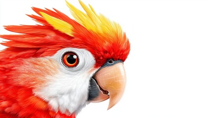 Fototapeta premium Vibrant parrot portrait studio animal photography white background close-up wildlife art