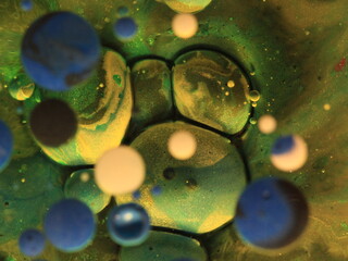 Liquid art with Ink, Paint, Mica Powder, Milk and Oils