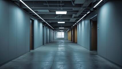 Empty corridor in a modern office complex.