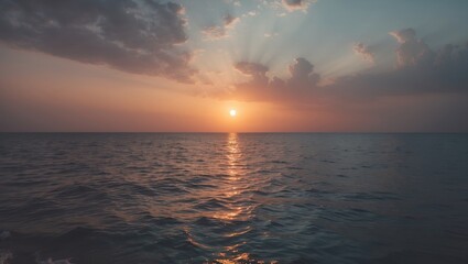 Stunning dawn over the ocean in Sharm El Sheikh, Egypt. Concept of travel and nature. Morning atmosphere with sun and sea.