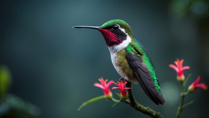 Fototapeta premium Collared Inca (Coeligena torquata), a hummingbird species, inhabits the moist Andean forests stretching from western Venezuela through Colombia, Ecuador, Peru, and Bolivia.