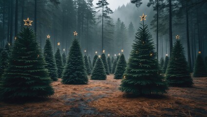 Pine forest ready for the upcoming new year