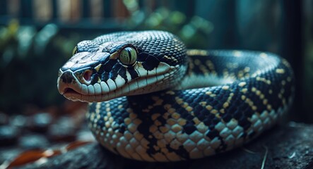 Fototapeta premium Close-up view of a snake in captivity