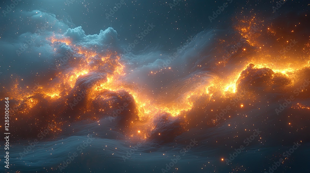 Poster this image depicts the swirling nebulae and celestial elements of the cosmos