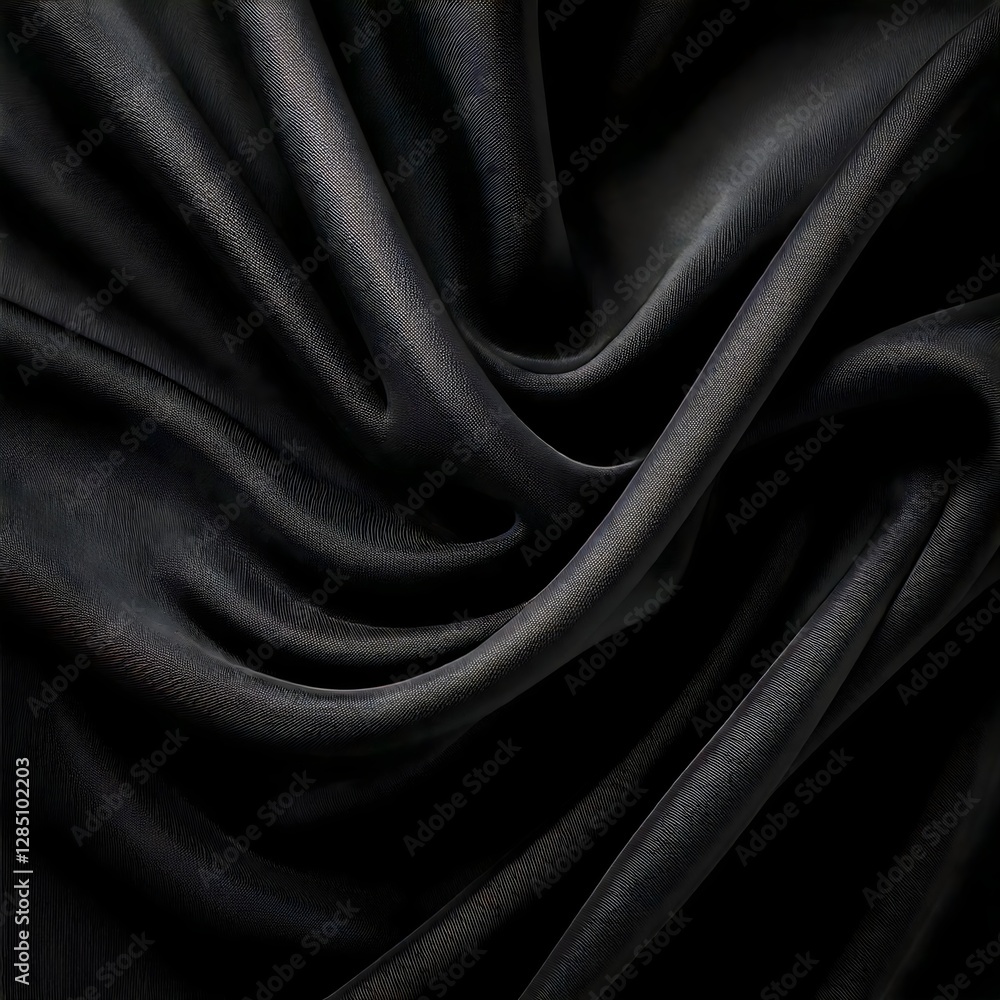 Poster elegant black silk texture with smooth wave patterns. minimalist abstract background.