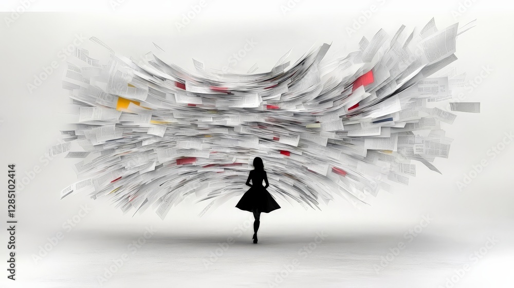 Poster abstract representation of creativity and chaos with paper motion