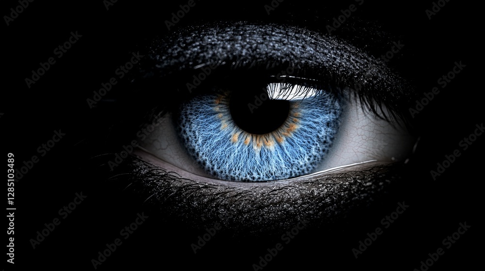 Poster Close-Up of a Striking Human Eye with Unique Color Patterns