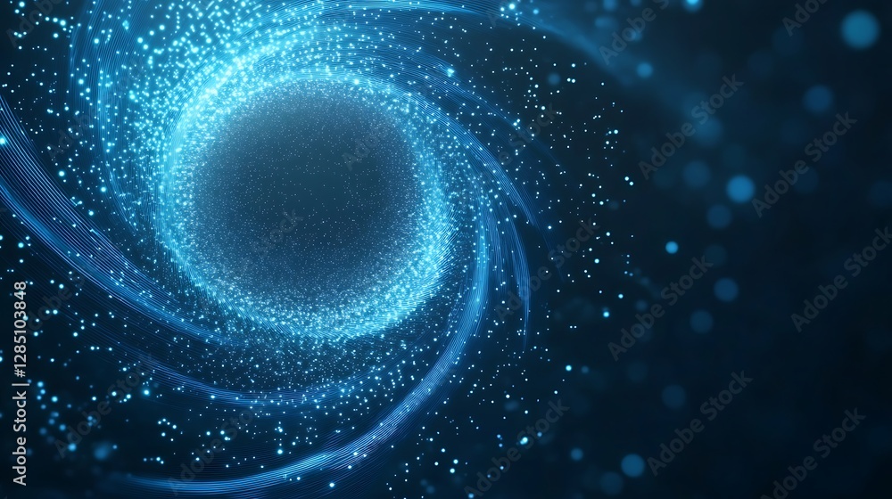 Aufkleber vibrant blue swirling vortex with sparkling particles creating a dynamic, cosmic effect.
