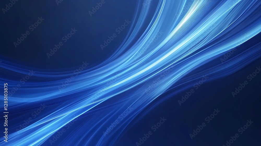 Leinwandbilder abstract blue waves with glowing lines, creating a dynamic and modern digital background.