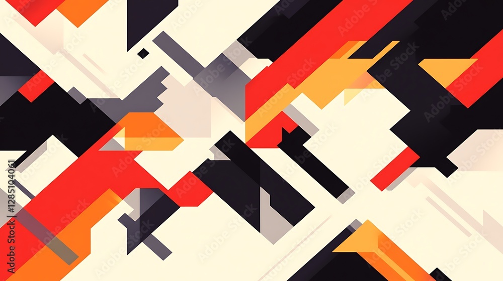 Leinwandbilder Abstract geometric patterns with bold colors and dynamic shapes creating a modern artistic vibe.