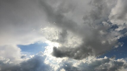 dramatic sky with stormy gray clouds, Hurricane rainy weather nature background. Dark gray sky at sea. B roll footage of Cloudscape screen  Windy weather, summer.4K sunset