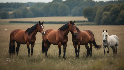 Fototapeta premium equines in a sunny field