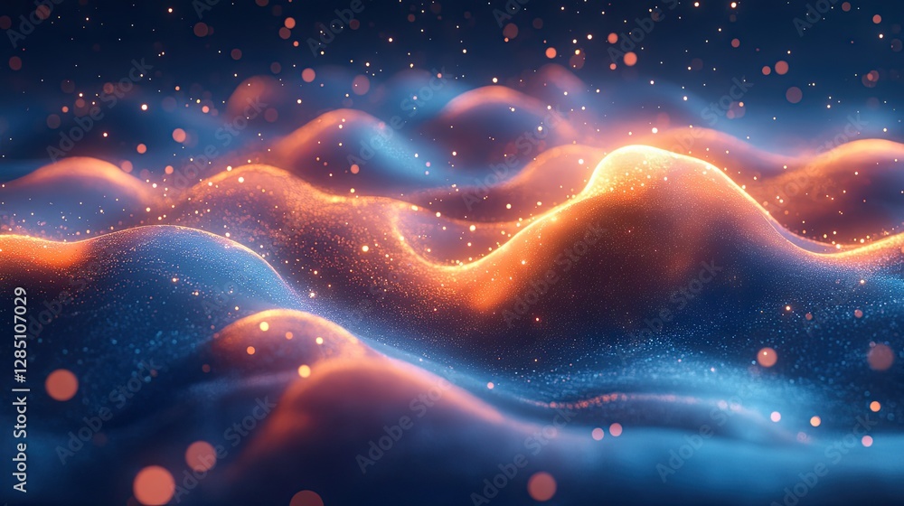 Poster beautiful abstract shapes with sparkling highlights against a dark background