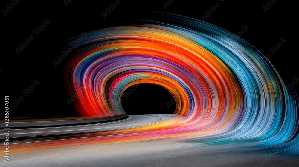 Poster vibrant colorful swirl abstract tunnel with dynamic motion effects