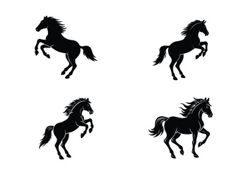 set of horses silhouettes